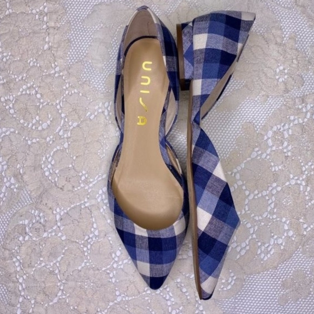 Unisa Blue Checkered Women's Flats - Picture 2 of 8